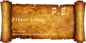 Pikker Etele névjegykártya